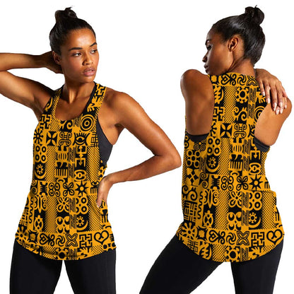 West African Yellow Art - Adinkra Culture Women Racerback Tank
