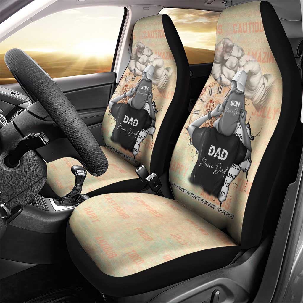 Gift for Dad - Personalized African Father and Son Car Seat Cover