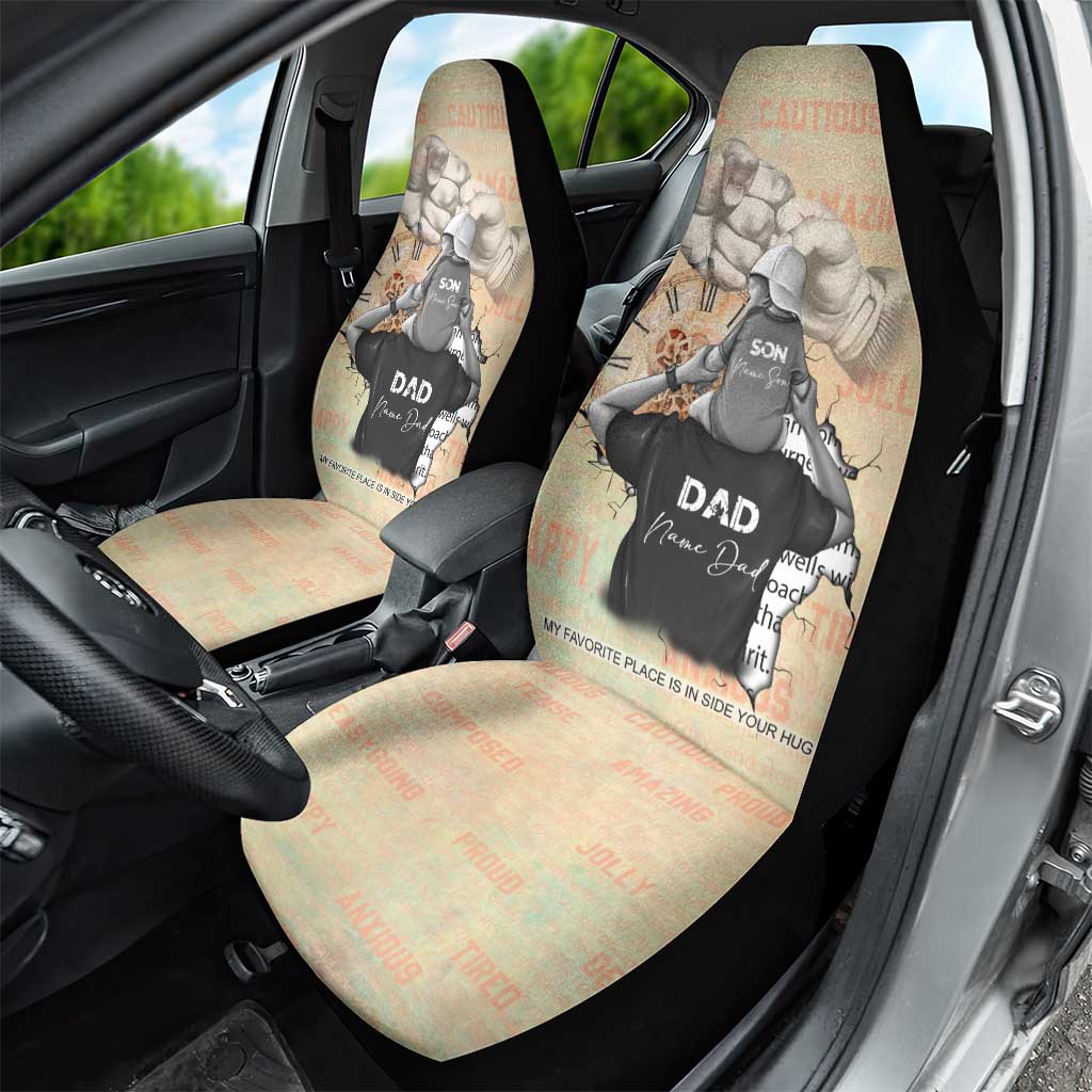 Gift for Dad - Personalized African Father and Son Car Seat Cover