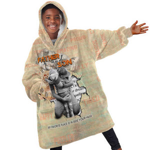 Gift for Dad - Personalized African Father and Son KId Wearable Blanket Hoodie