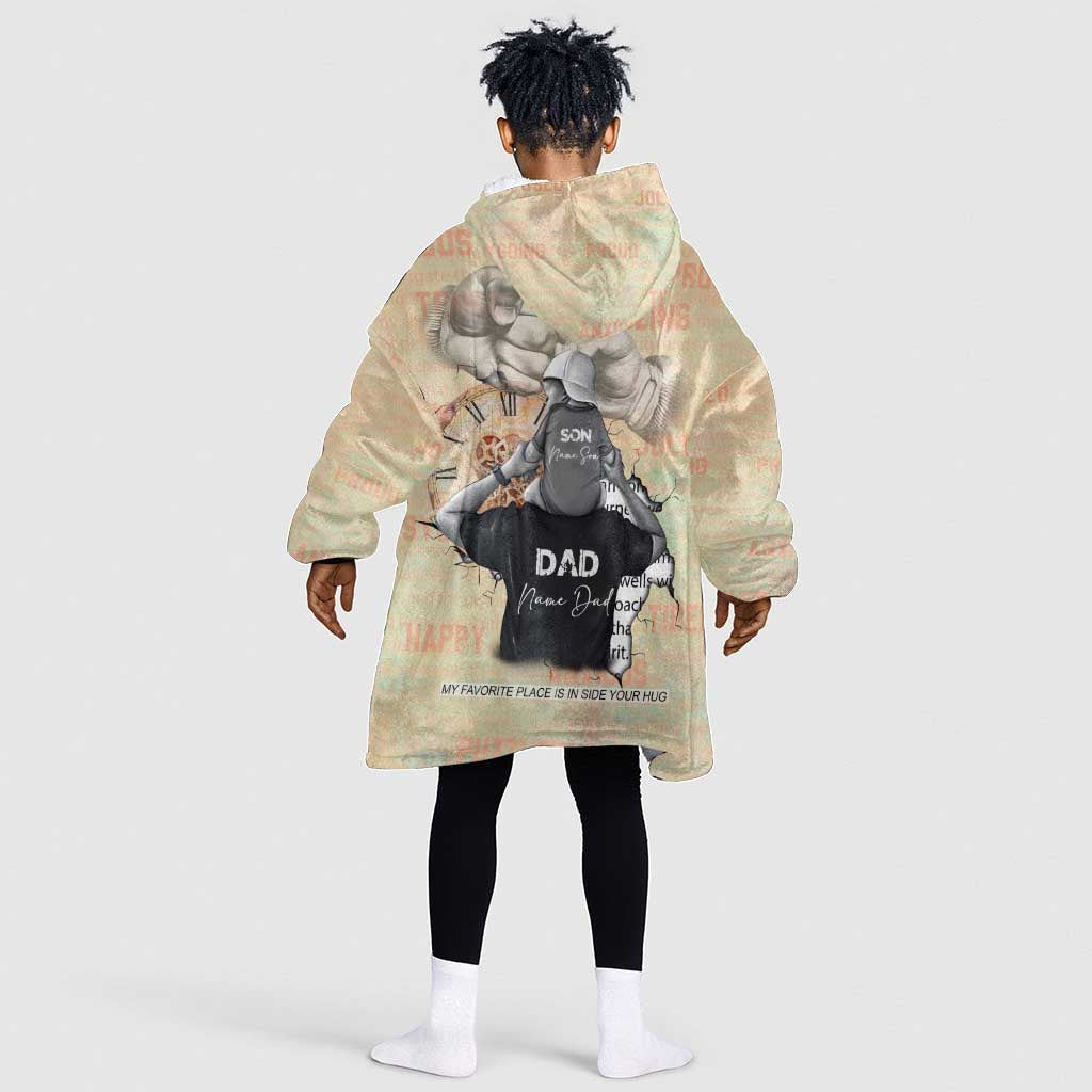 Gift for Dad - Personalized African Father and Son KId Wearable Blanket Hoodie