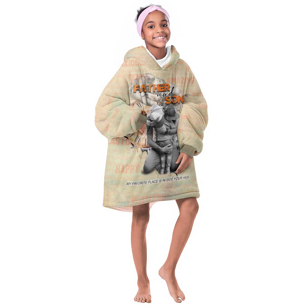 Gift for Dad - Personalized African Father and Son KId Wearable Blanket Hoodie