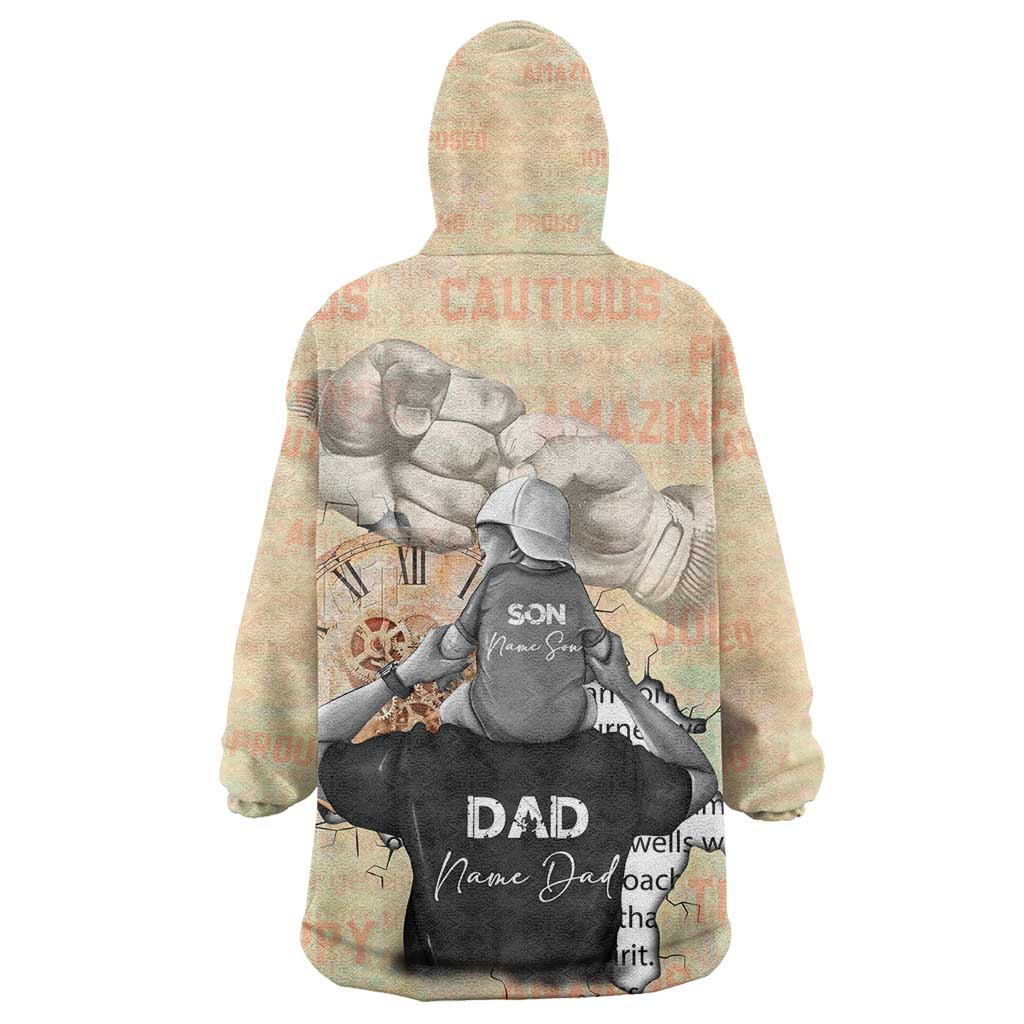 Gift for Dad - Personalized African Father and Son KId Wearable Blanket Hoodie