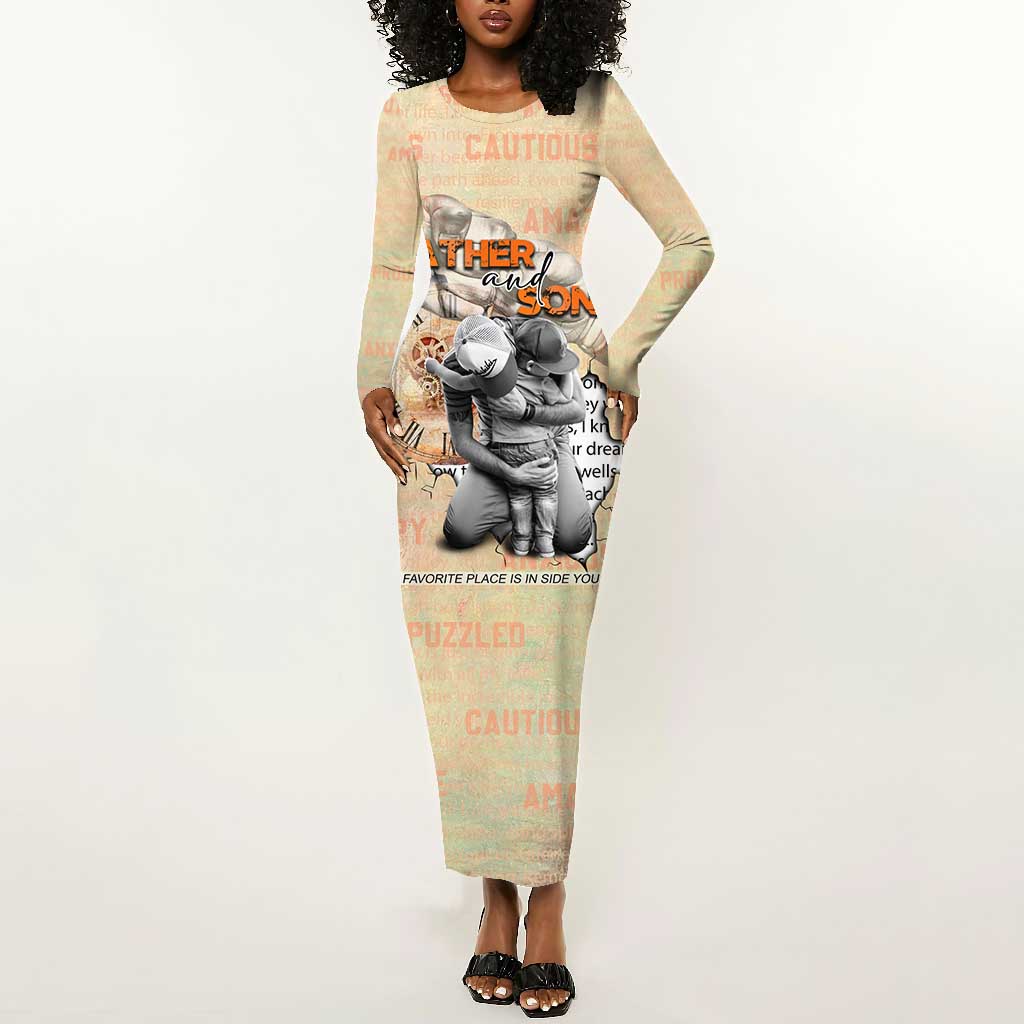 Gift for Dad - Personalized African Father and Son Long Sleeve Bodycon Dress DT02