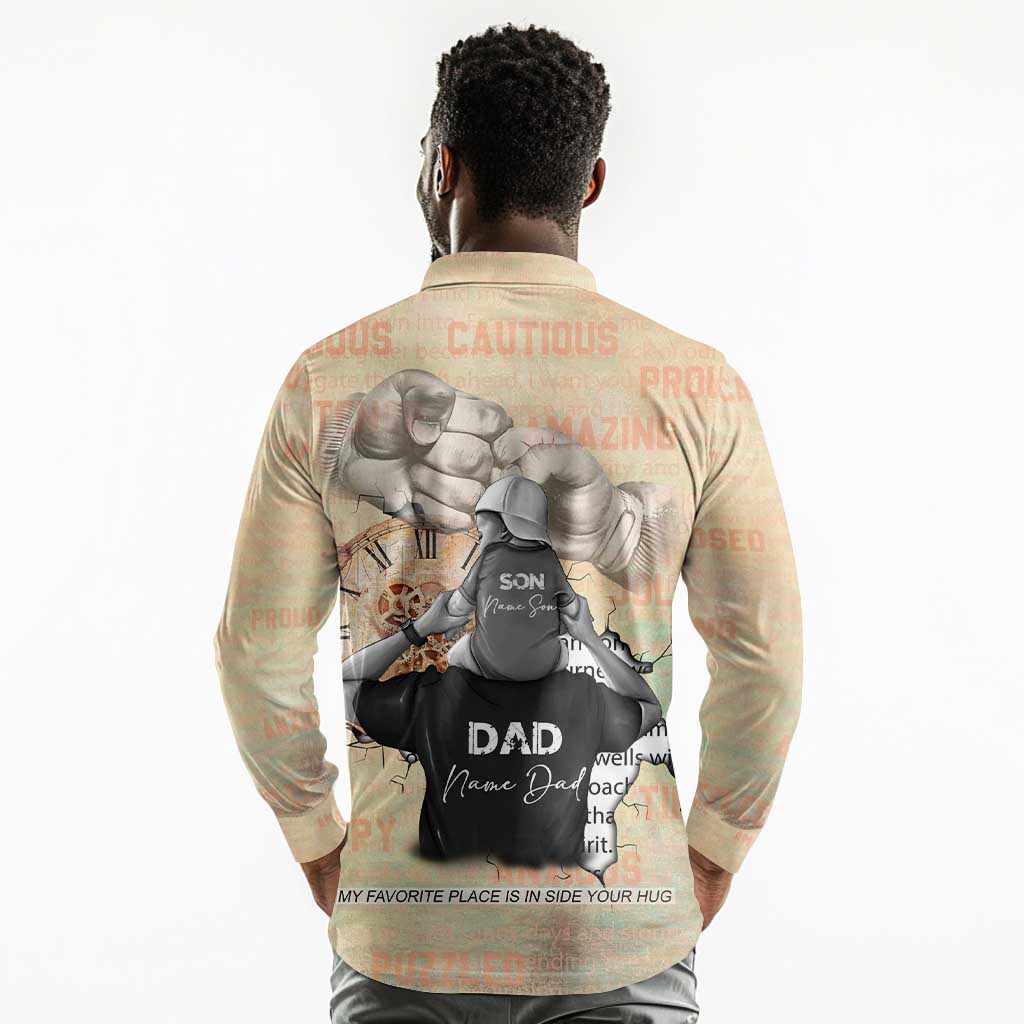 Gift for Dad - Personalized African Father and Son Long Sleeve Polo Shirt