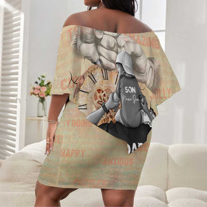Gift for Dad - Personalized African Father and Son Off Shoulder Short Dress
