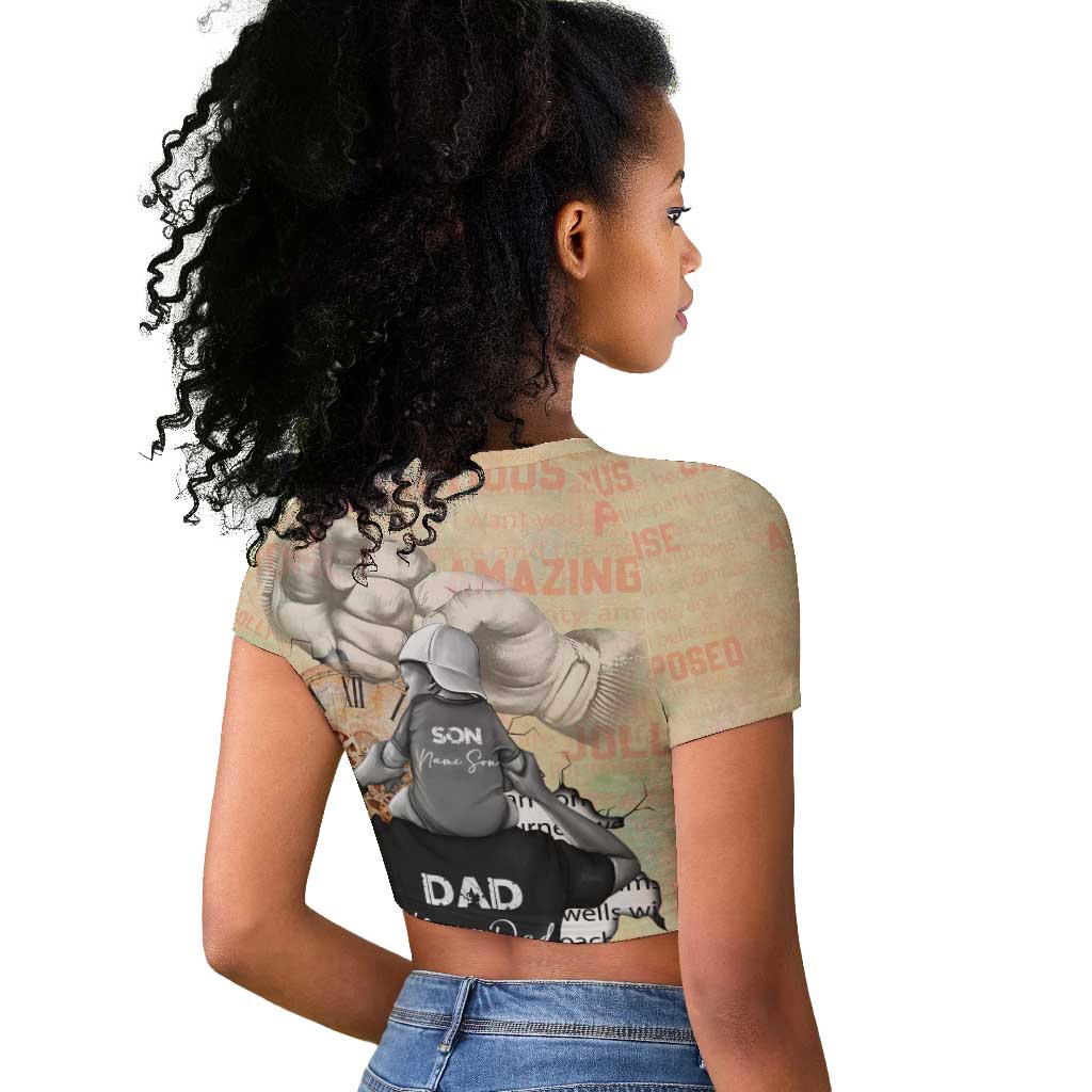 Gift for Dad - Personalized African Father and Son Raglan Cropped T shirt