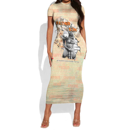 Gift for Dad - Personalized African Father and Son Short Sleeve Bodycon Dress DT02