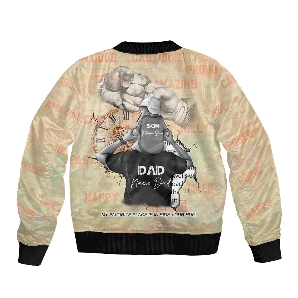 Gift for Dad - Personalized African Father and Son Sleeve Zip Bomber Jacket