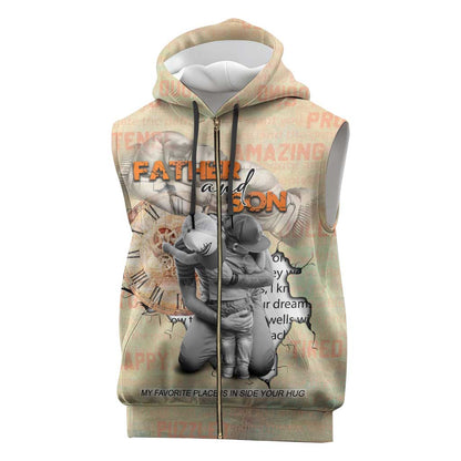 Gift for Dad - Personalized African Father and Son Sleeveless Zip Hoodie - African Pride