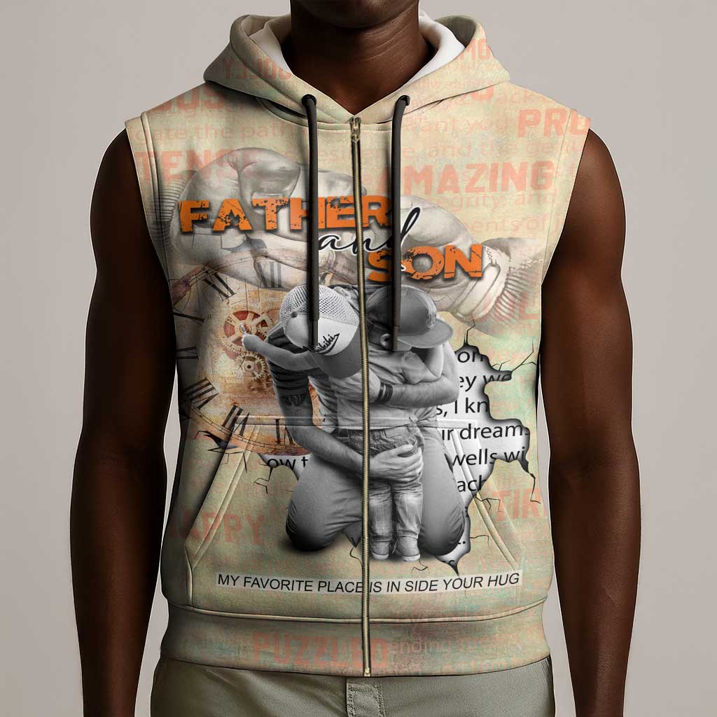 Gift for Dad - Personalized African Father and Son Sleeveless Zip Hoodie - African Pride