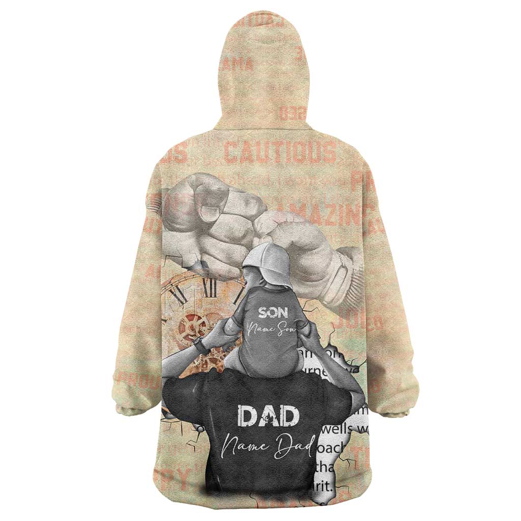 Gift for Dad - Personalized African Father and Son Wearable Blanket Hoodie