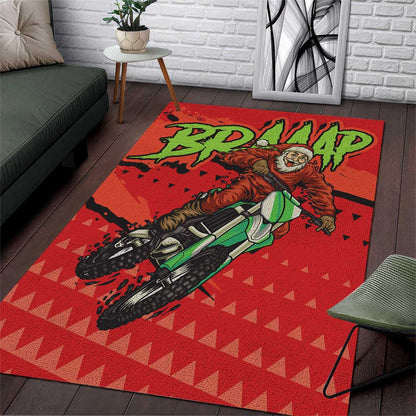 Afro Santa Braaap Area Rug Motorcross Christmas
