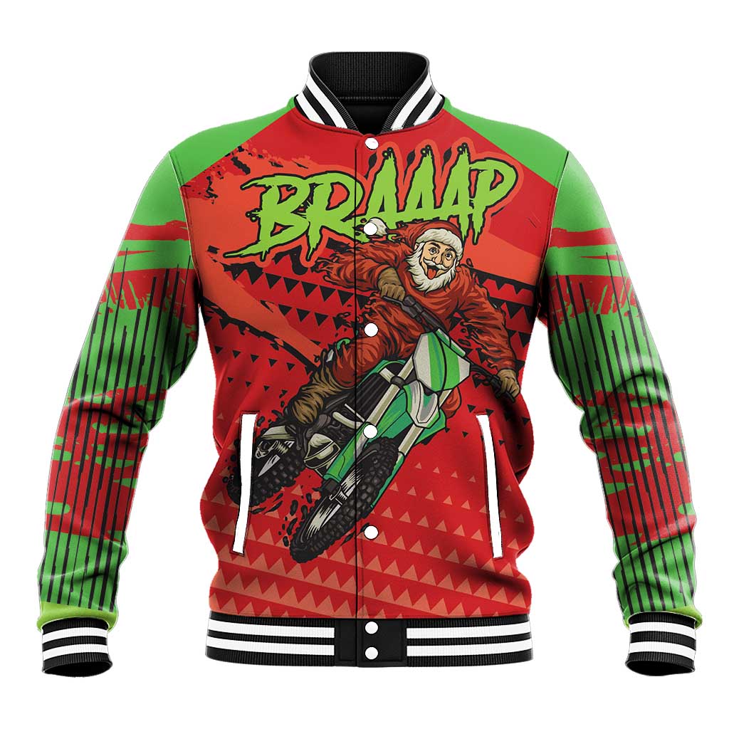 Afro Santa Braaap Baseball Jacket Motorcross Christmas