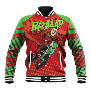 Afro Santa Braaap Baseball Jacket Motorcross Christmas