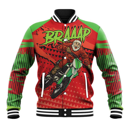 Afro Santa Braaap Baseball Jacket Motorcross Christmas