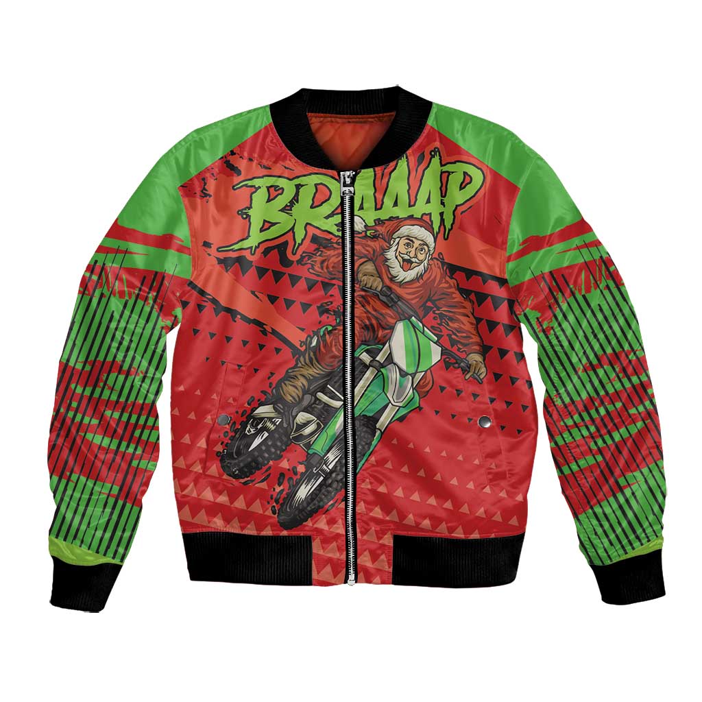 Afro Santa Braaap Bomber Jacket Motorcross Christmas
