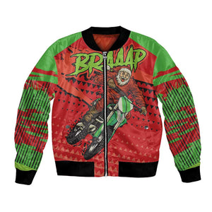 Afro Santa Braaap Bomber Jacket Motorcross Christmas
