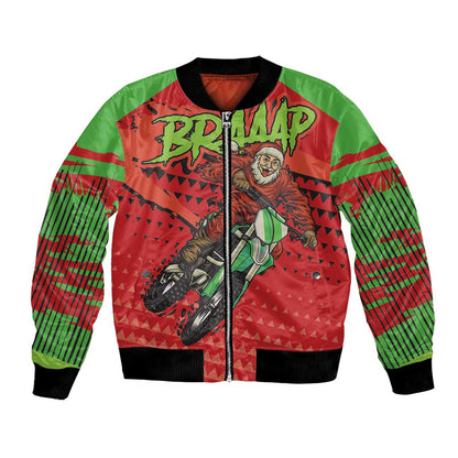 Afro Santa Braaap Bomber Jacket Motorcross Christmas