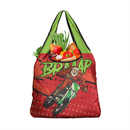 Afro Santa Braaap Grocery Bag Motorcross Christmas