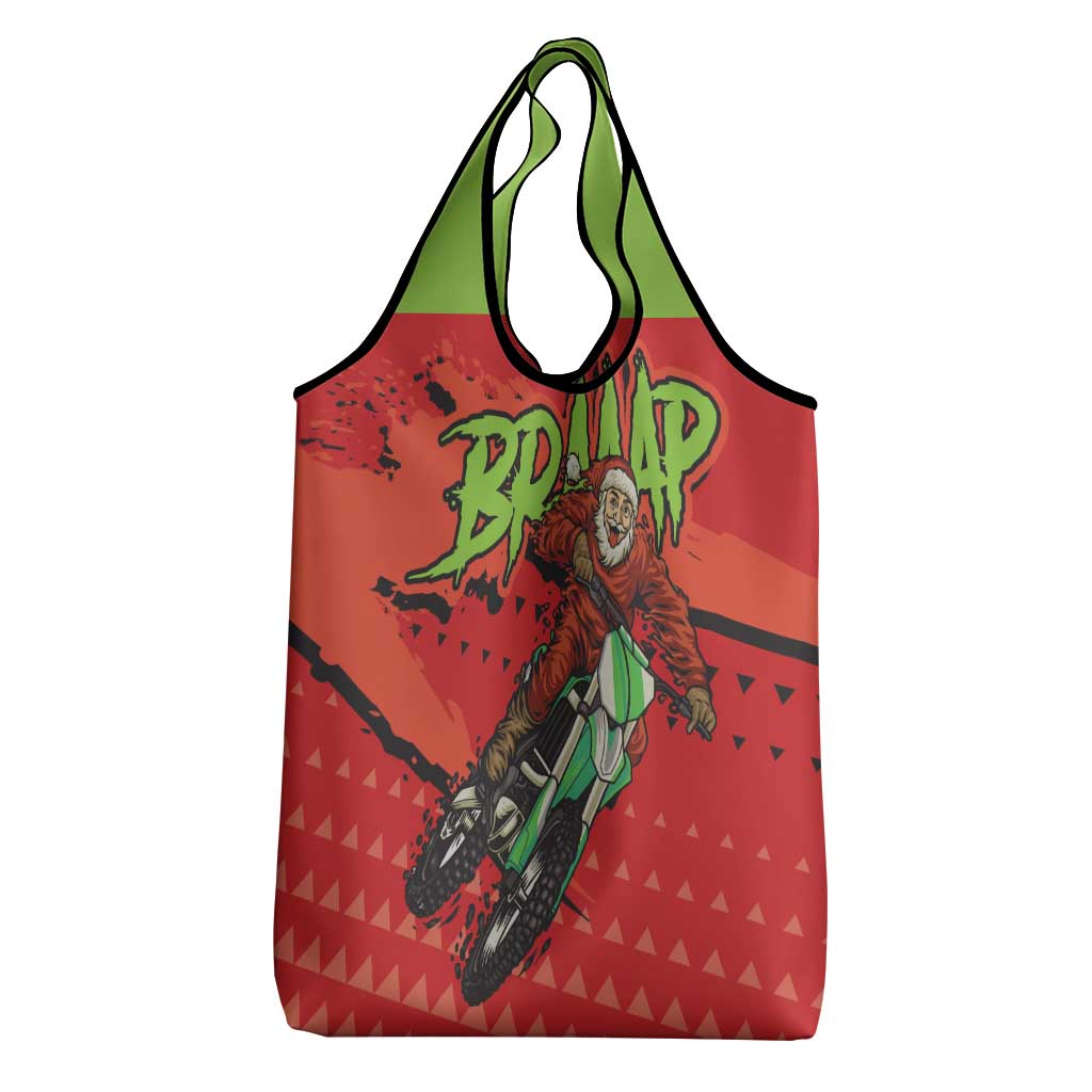 Afro Santa Braaap Grocery Bag Motorcross Christmas