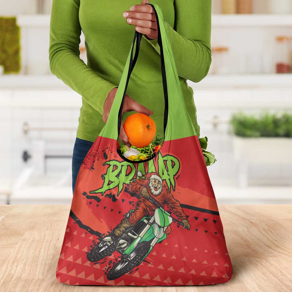 Afro Santa Braaap Grocery Bag Motorcross Christmas