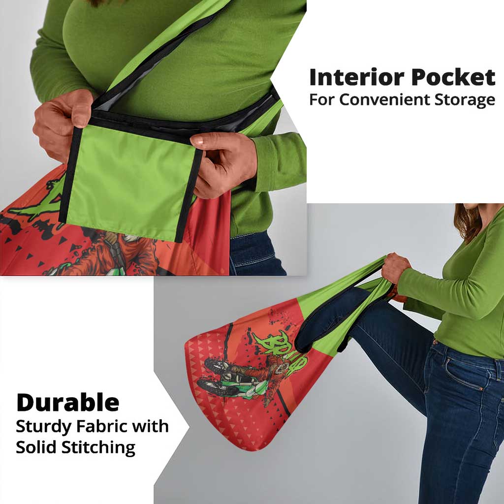 Afro Santa Braaap Grocery Bag Motorcross Christmas