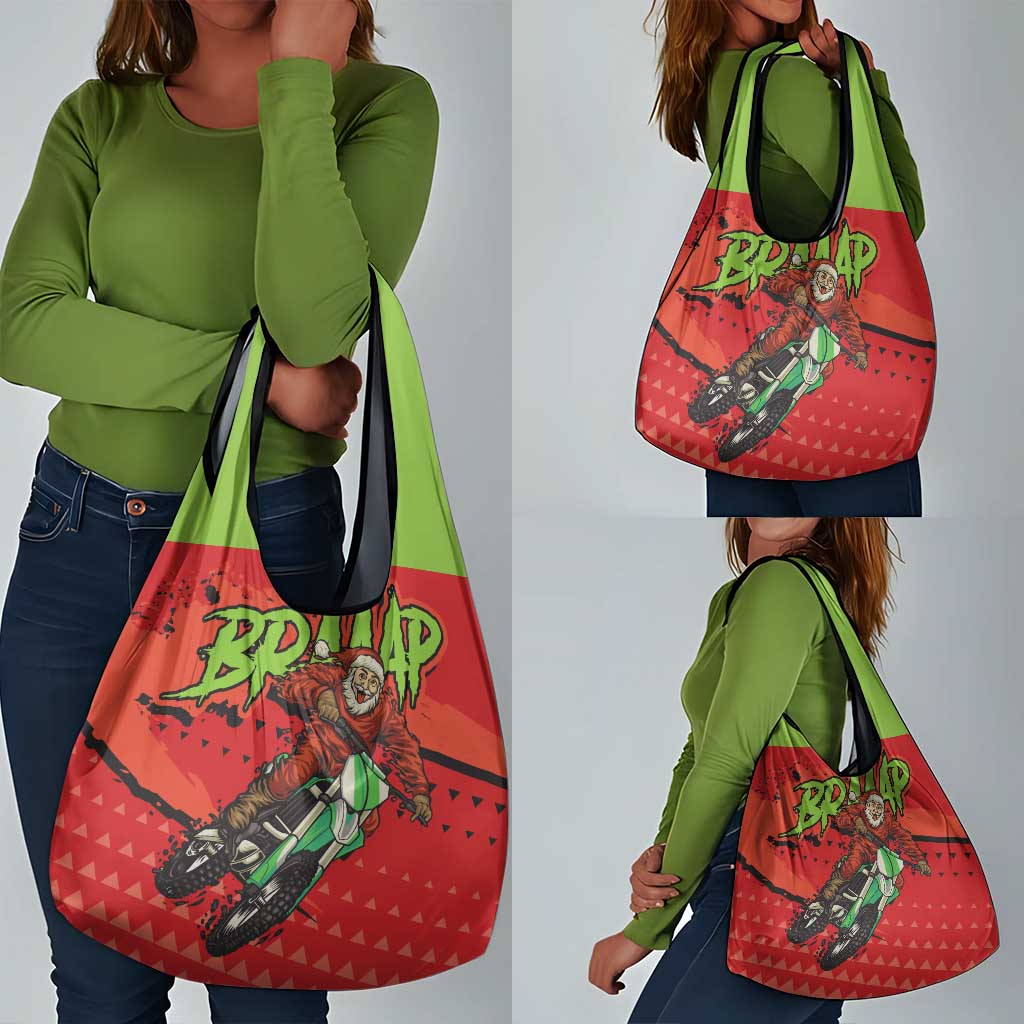 Afro Santa Braaap Grocery Bag Motorcross Christmas