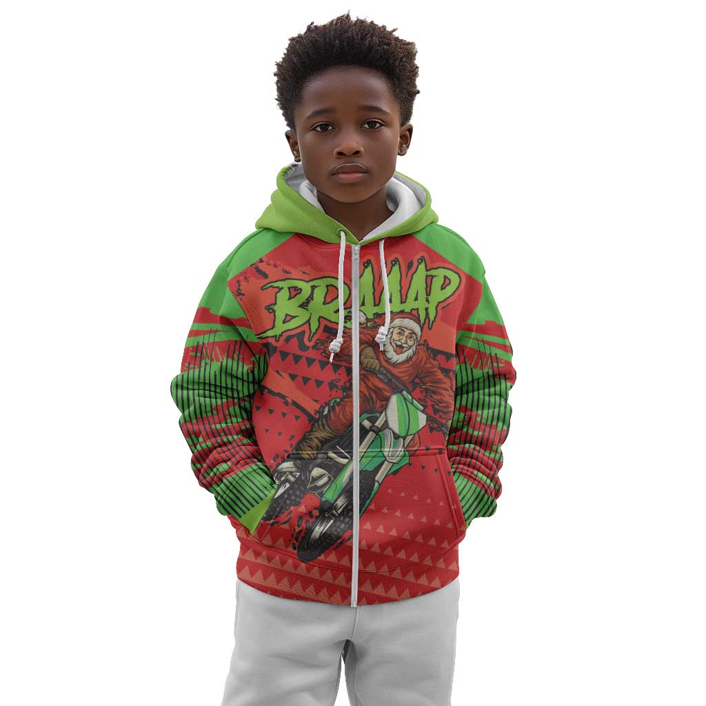 Afro Santa Braaap Kid Hoodie Motorcross Christmas