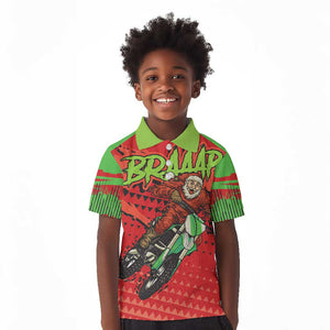 Afro Santa Braaap Kid Polo Shirt Motorcross Christmas