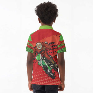 Afro Santa Braaap Kid Polo Shirt Motorcross Christmas
