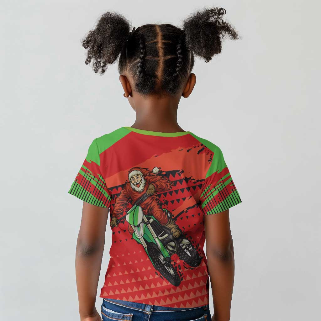 Afro Santa Braaap Kid T shirt Motorcross Christmas