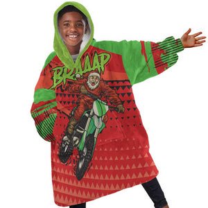 Afro Santa Braaap Kid Wearable Blanket Hoodie Motorcross Christmas