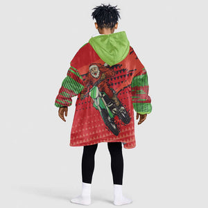 Afro Santa Braaap Kid Wearable Blanket Hoodie Motorcross Christmas