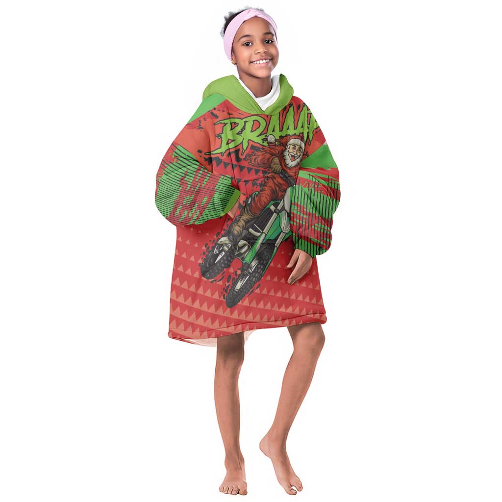 Afro Santa Braaap Kid Wearable Blanket Hoodie Motorcross Christmas