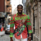 Afro Santa Braaap Long Sleeve Button Shirt Motorcross Christmas