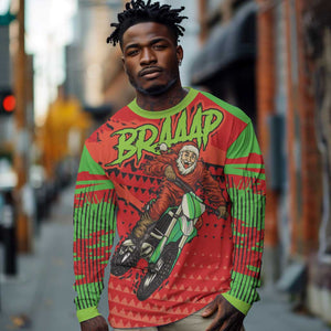 Afro Santa Braaap Long Sleeve Shirt Motorcross Christmas
