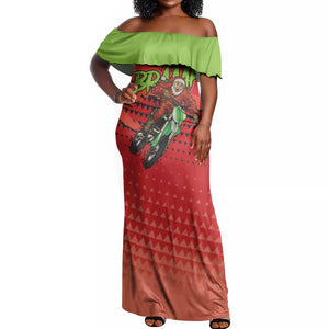 Afro Santa Braaap Off Shoulder Maxi Dress Motorcross Christmas