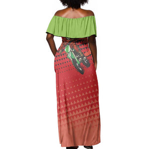 Afro Santa Braaap Off Shoulder Maxi Dress Motorcross Christmas