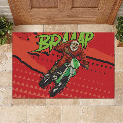 Afro Santa Braaap Rubber Doormat Motorcross Christmas