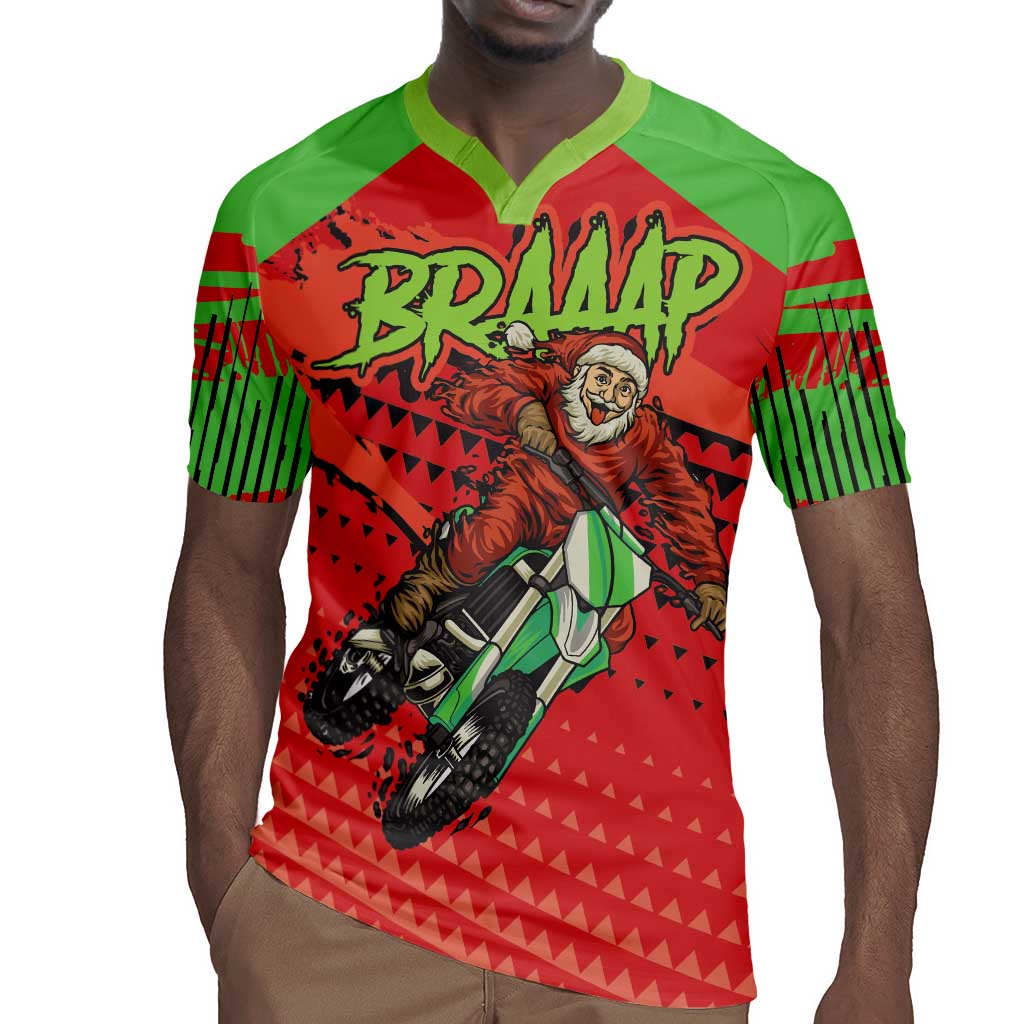 Afro Santa Braaap Rugby Jersey Motorcross Christmas