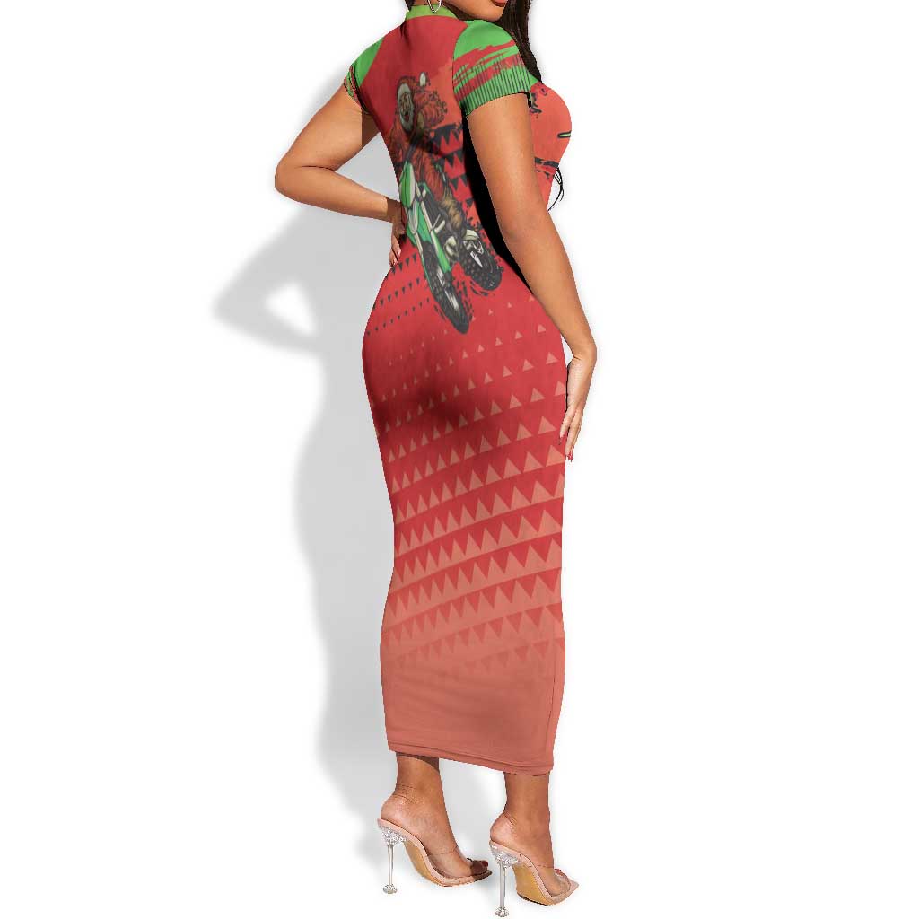 Afro Santa Braaap Short Sleeve Bodycon Dress Motorcross Christmas DT03