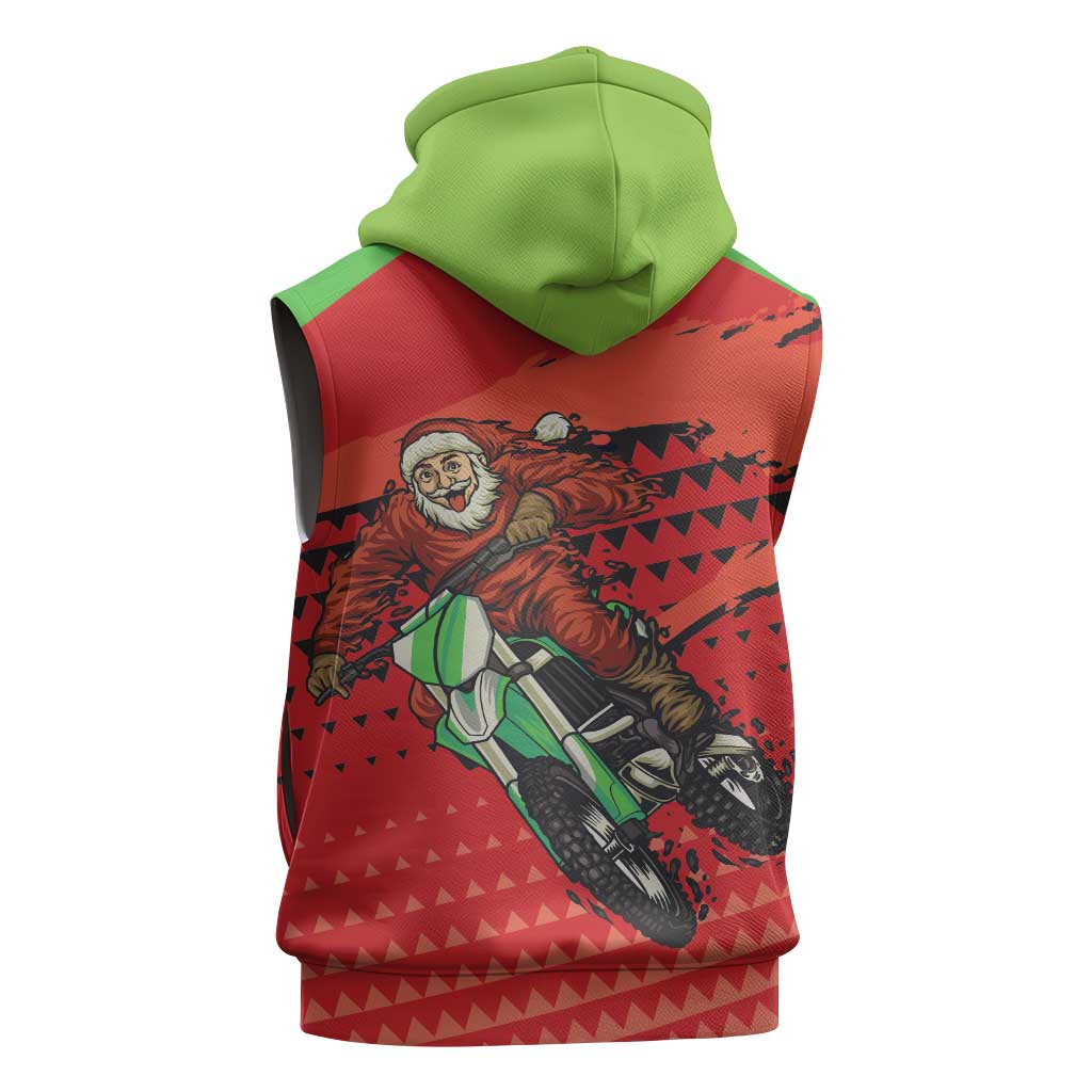 Afro Santa Braaap Sleeveless Hoodie Motorcross Christmas - African Pride