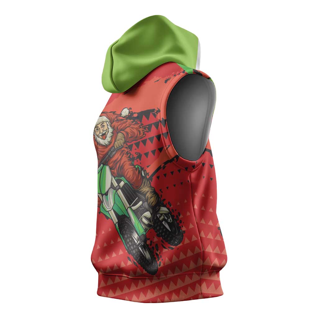 Afro Santa Braaap Sleeveless Hoodie Motorcross Christmas - African Pride