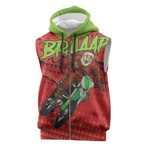 Afro Santa Braaap Sleeveless Zip Hoodie Motorcross Christmas - African Pride