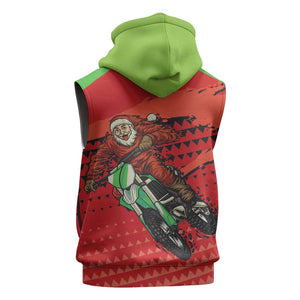 Afro Santa Braaap Sleeveless Zip Hoodie Motorcross Christmas - African Pride