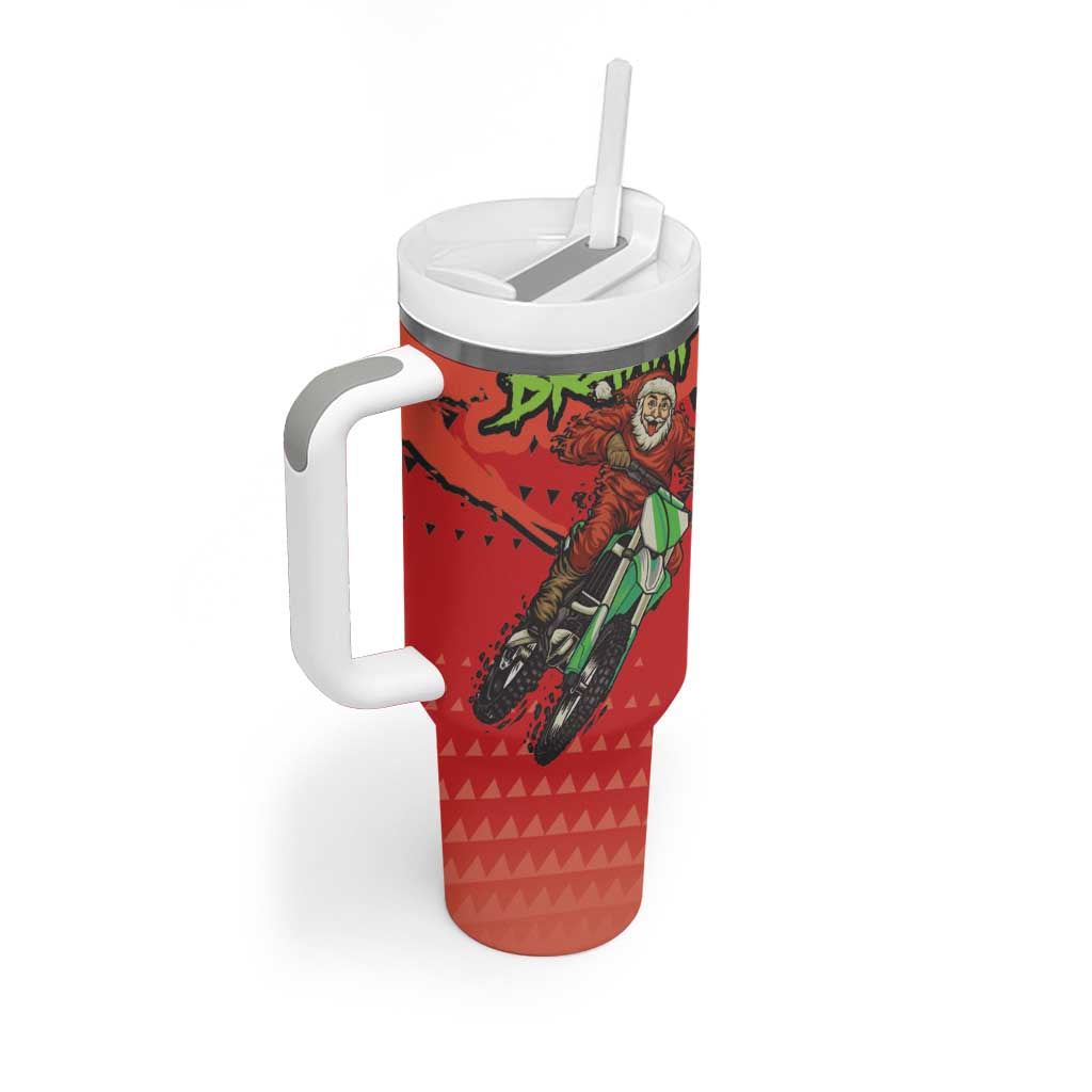 Afro Santa Braaap Tumbler With Handle Motorcross Christmas