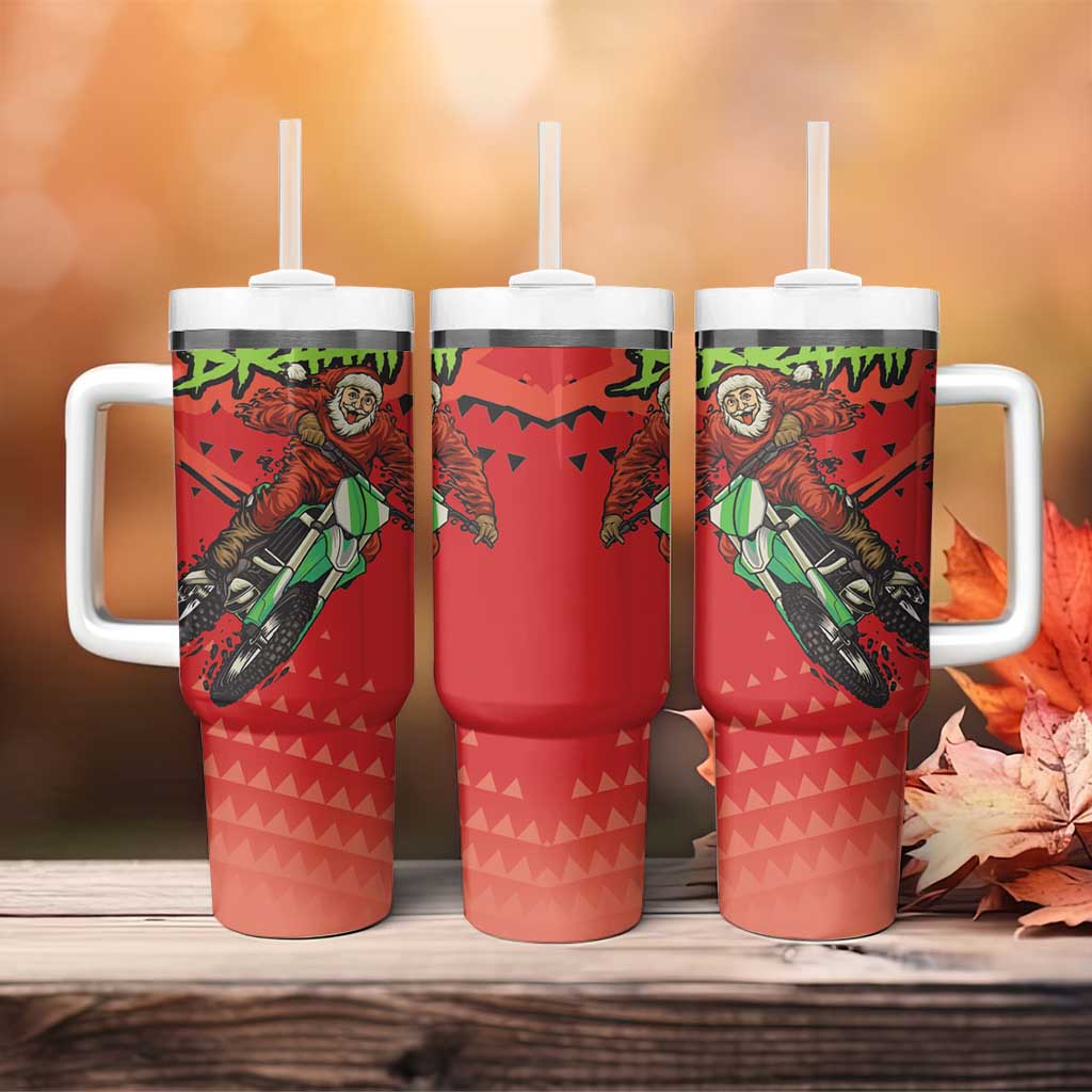 Afro Santa Braaap Tumbler With Handle Motorcross Christmas