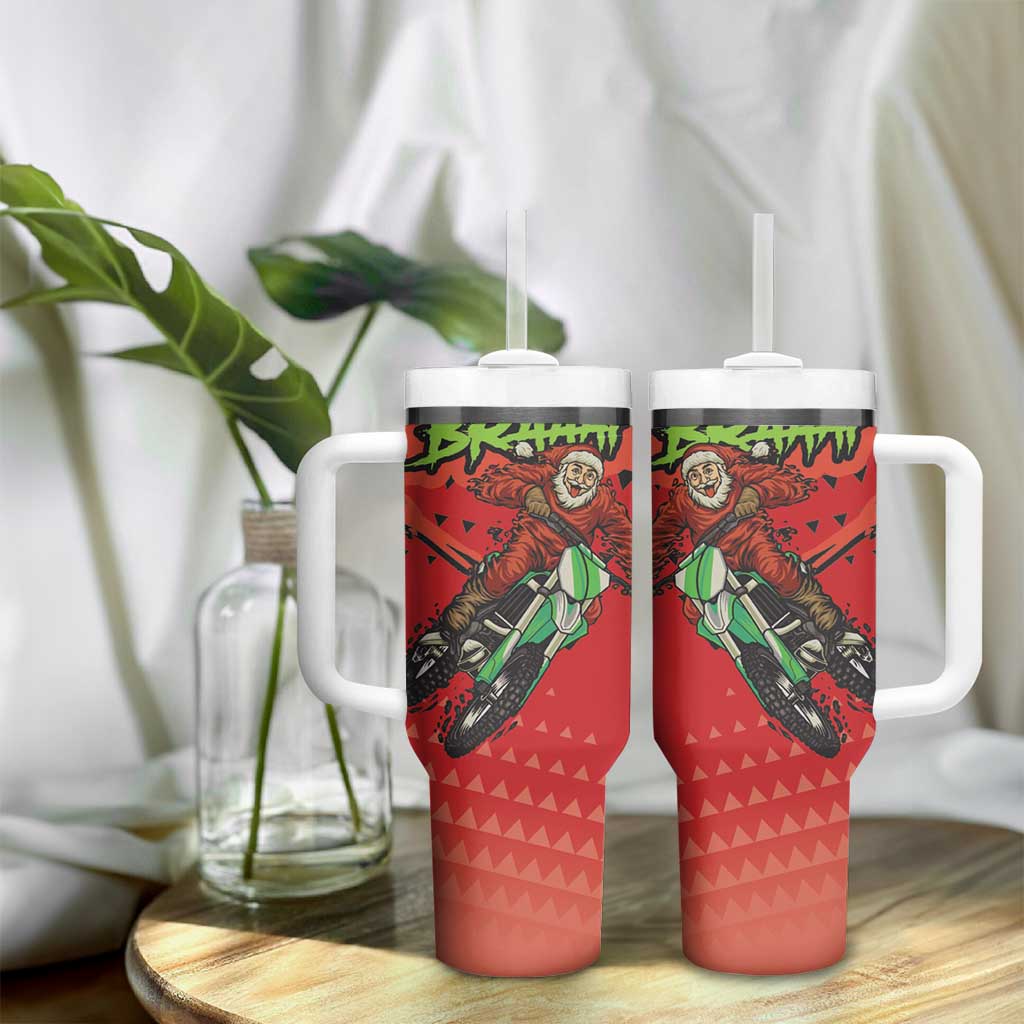 Afro Santa Braaap Tumbler With Handle Motorcross Christmas