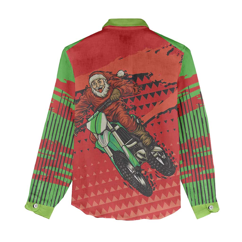 Afro Santa Braaap Women Casual Shirt Motorcross Christmas DT03